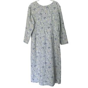 Madison Scott VTG Floral Maxi Dress Women's 14 Linen Blend Cottagecore U.S.A.